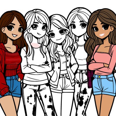 a group of 5 teen girls