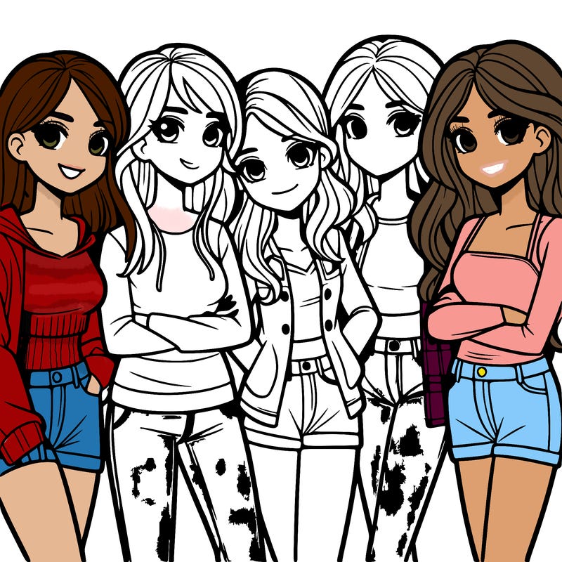 a group of 5 teen girls