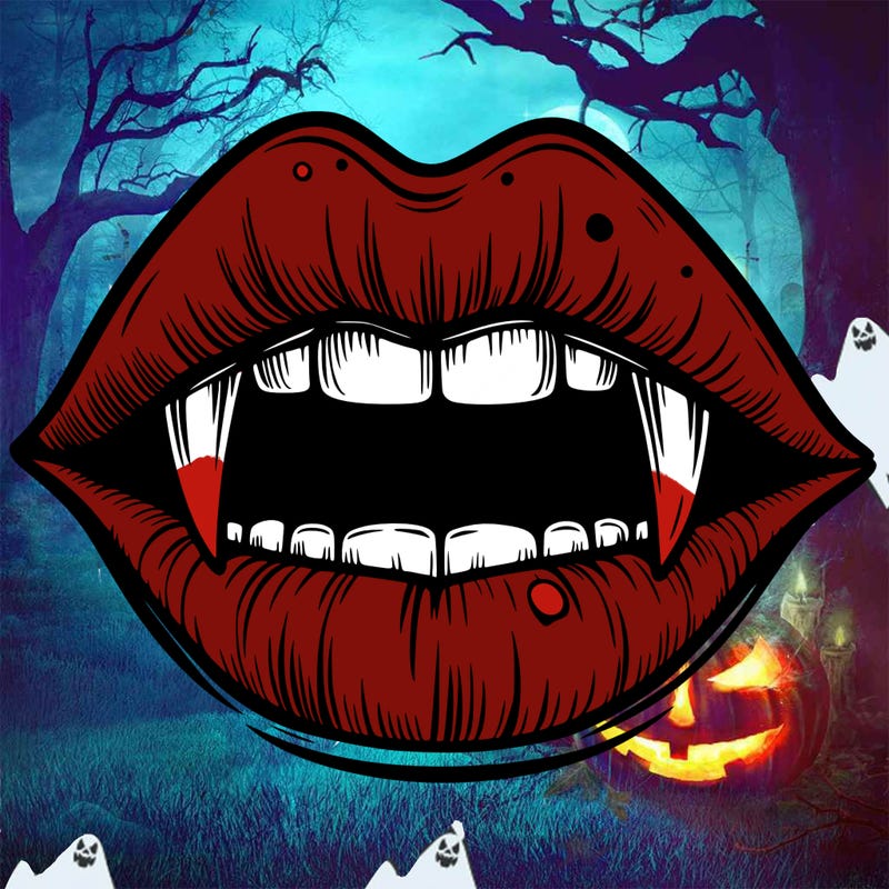 lips with vampire teeth