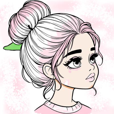 realistic girl with bun