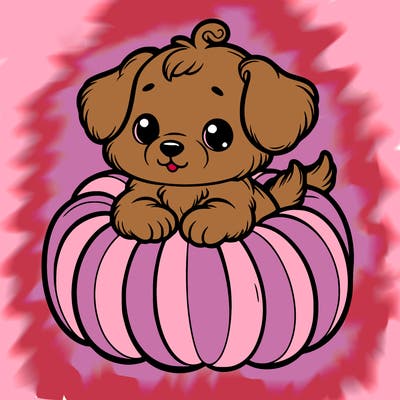 cute little puppy in a pumpkin