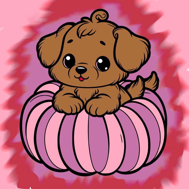 cute little puppy in a pumpkin