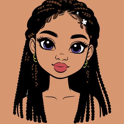 a realistic black girl with braids
