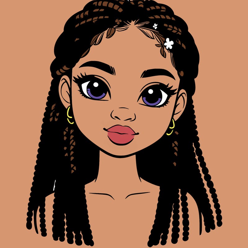 a realistic black girl with braids