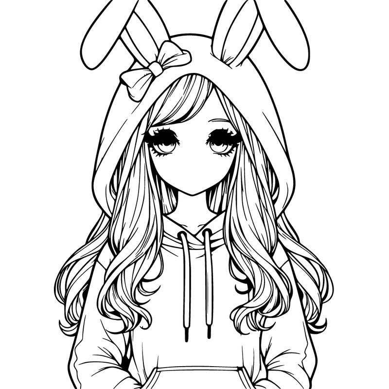 realistic lady in bunny hoodie