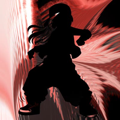 teenage girl doing street dance in baggy clothes