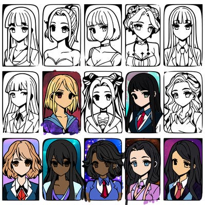 girls that look diffrent anime