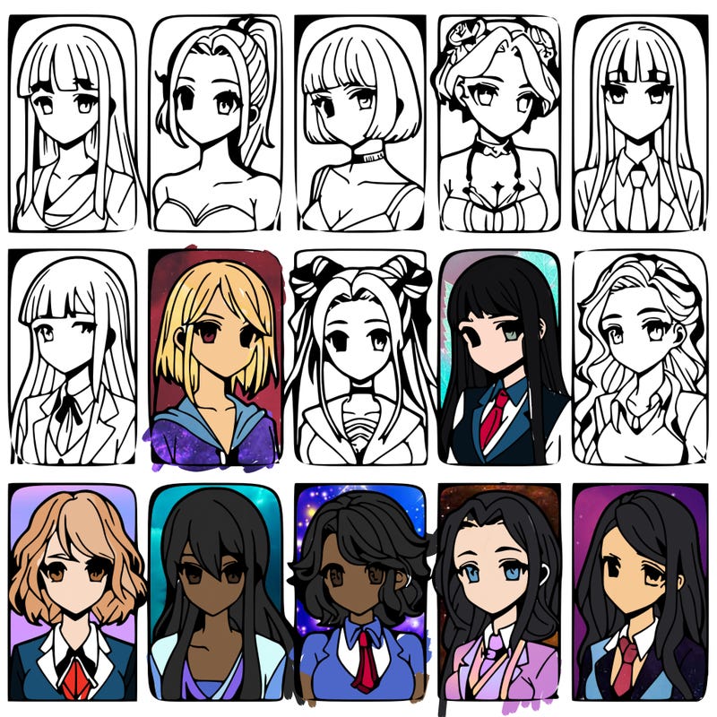 girls that look diffrent anime