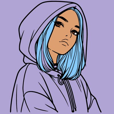 a realistic girl in a hoodie