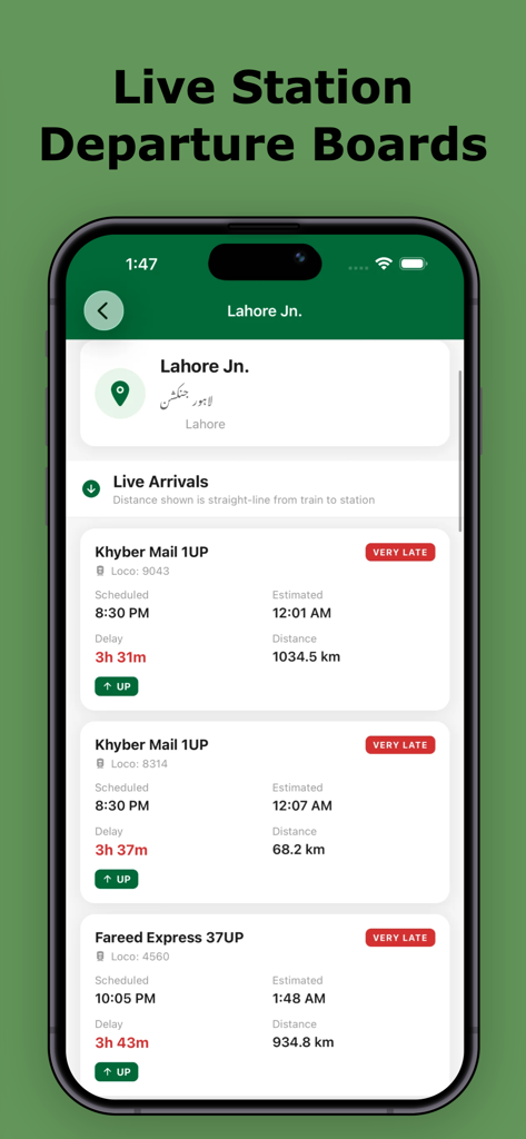 Track Train Live - Pakistan - Live arrival and departure board for Lahore Junction station in the Track Train Live Pakistan app
