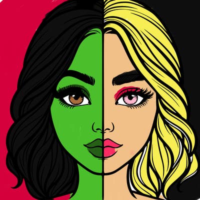 realistic girl split half