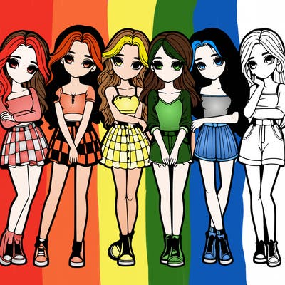 a group of girls realistic