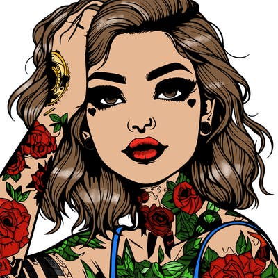 realistic girl with tattoos all over