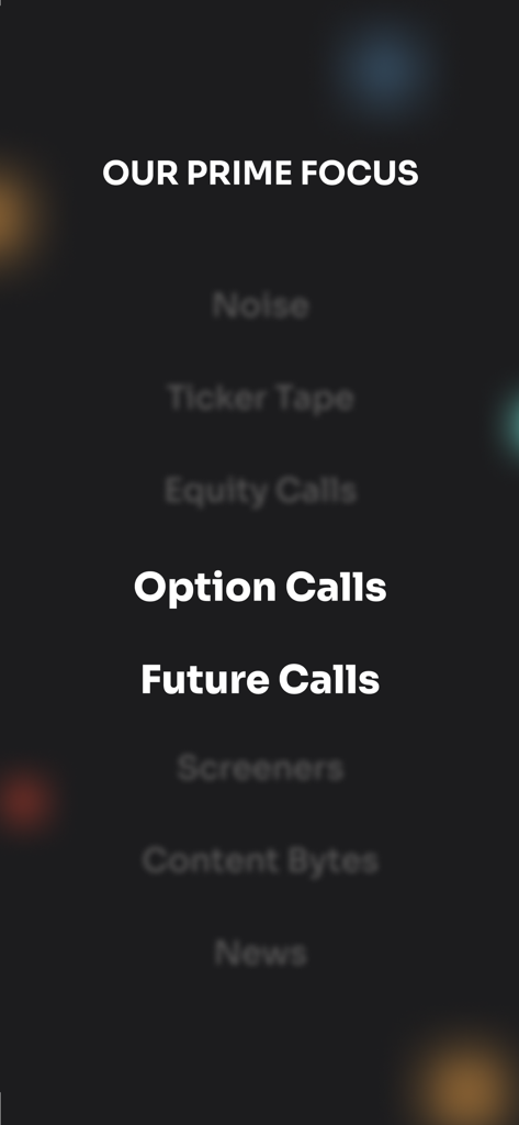 A screen from the Waya app highlighting Option Calls and Future Calls as the primary focus of their financial advisory services.