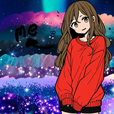 manga teen girl  in a sweater and baggy pants