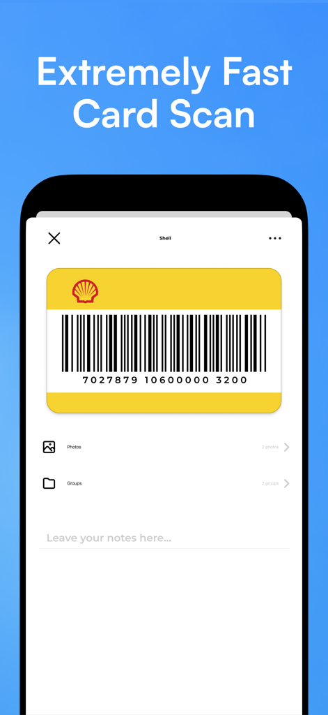 Keep Card - Loyalty Wallet - Digital Shell loyalty card with barcode displayed in the Keep Card app interface.