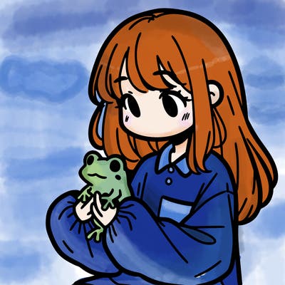 girl with long hair and a oversized shirt. and she is holding a frog