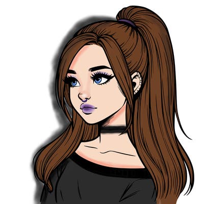 realistic girl with a high ponytail