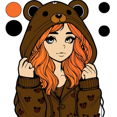 realistic girl in a animal pjs hoodie