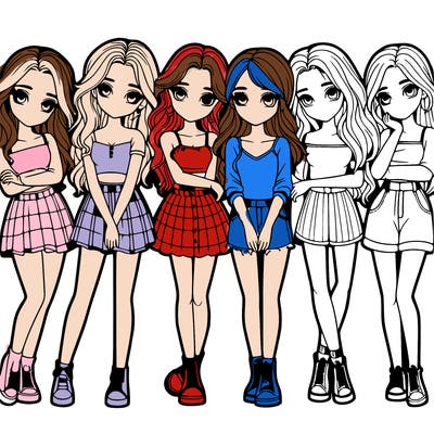 a group of girls realistic