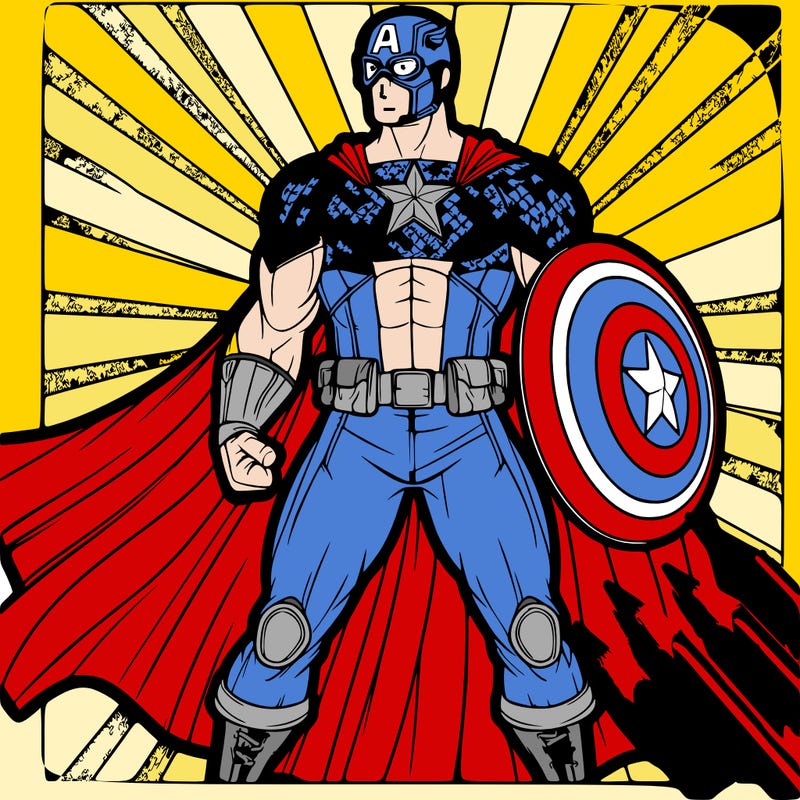 captain america character with an amazing background