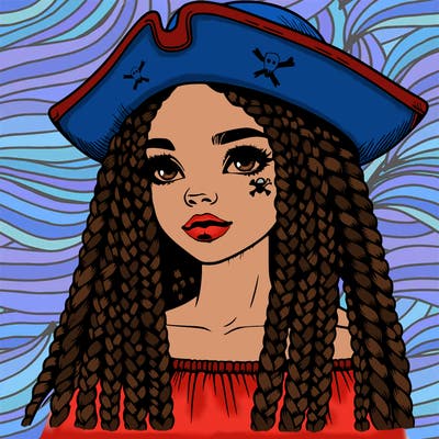 realistic girl with box braids and i realistic pirate hat