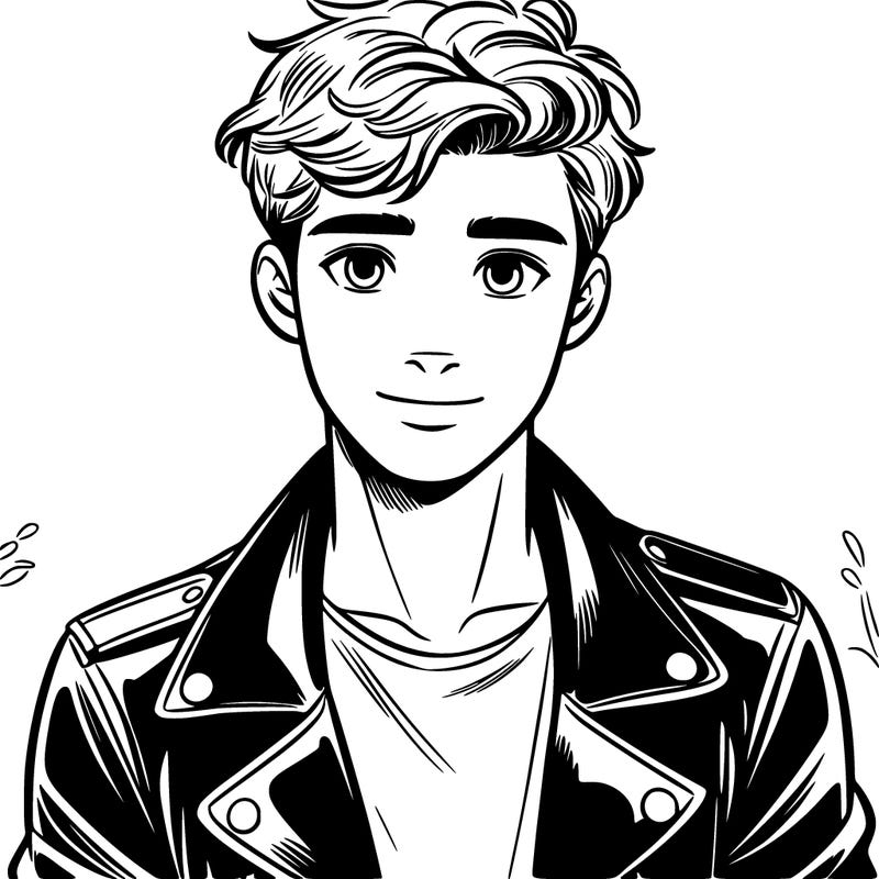 teen boy in leather jacket