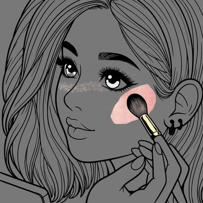 a realistic girl doing her makeup