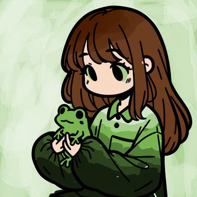 girl with long hair and a oversized shirt. and she is holding a frog