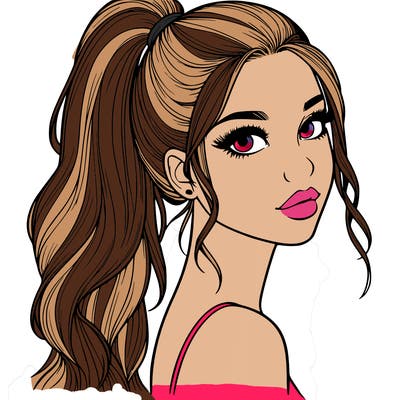 realistic pretty girl with high pony tail