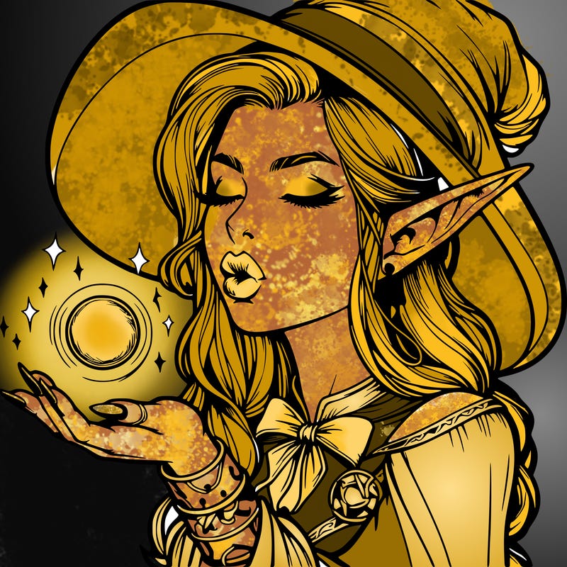 realistic elf casting a spell with lips