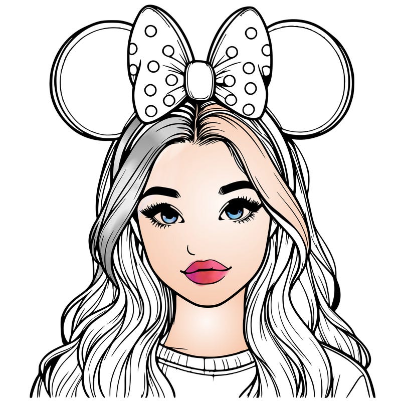aesthetic realistic girl wearing mickey mouse ears
