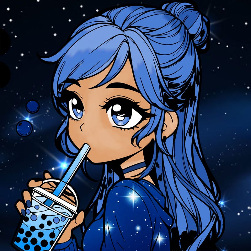 a realistic girl drinking boba