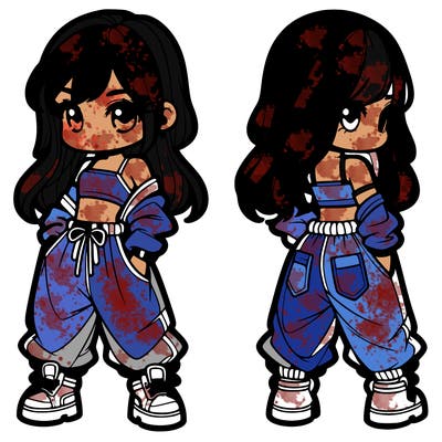 girl in crop top and baggy pants