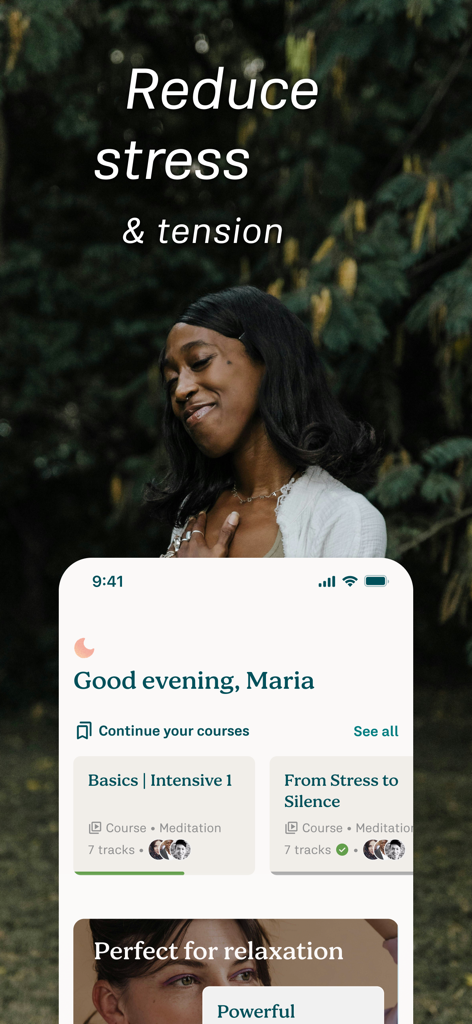 7Mind Mindfulness & Meditation - 7Mind app dashboard featuring personalized meditation courses for stress relief