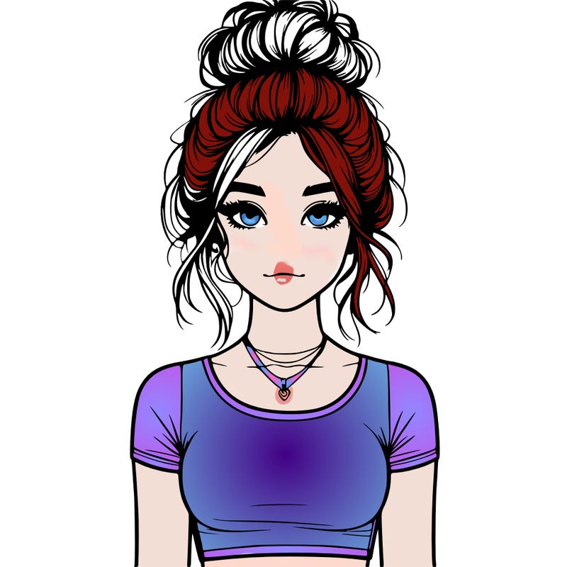 realistic girl with messy bun and croptop