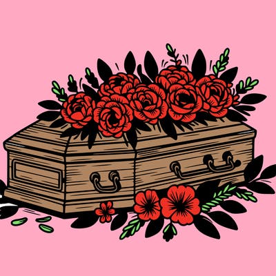 flowers on coffin