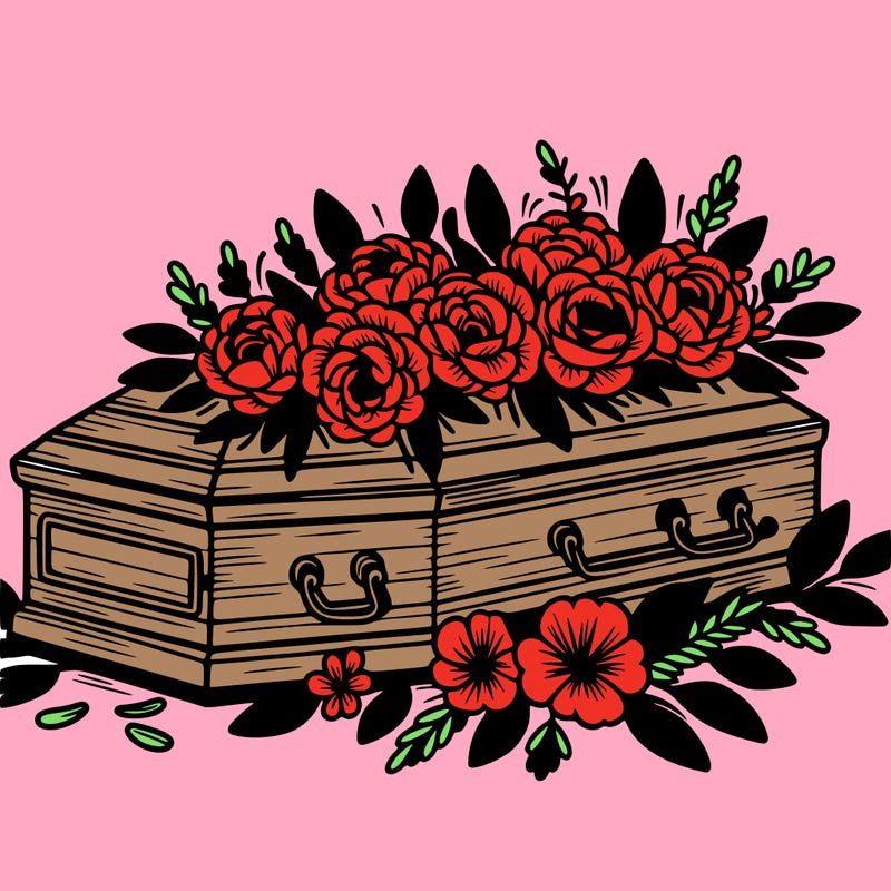 flowers on coffin