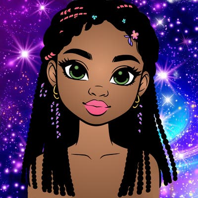 a realistic black girl with braids