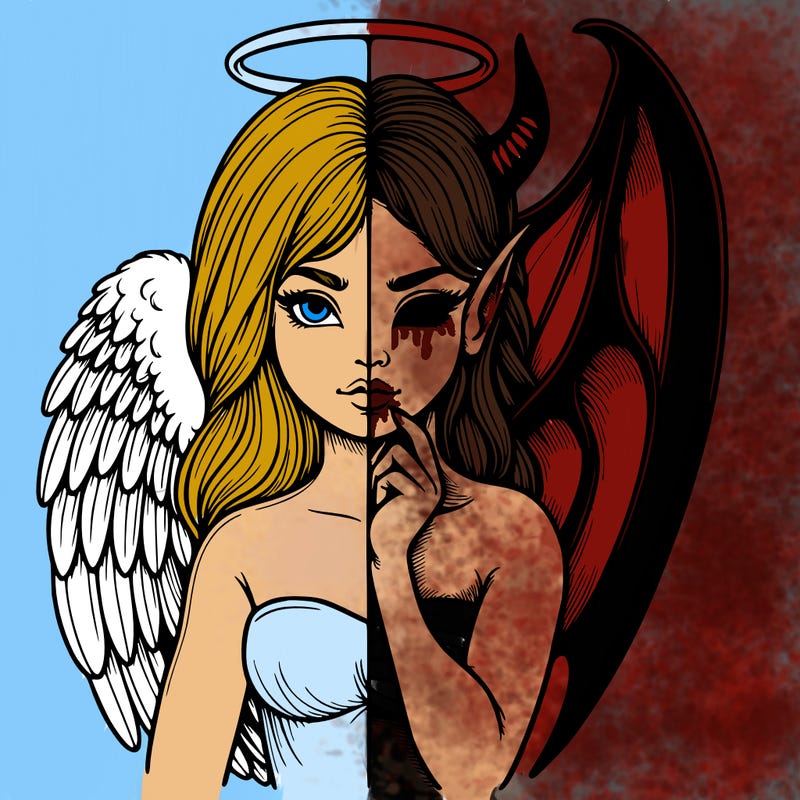 realistic angel half demon