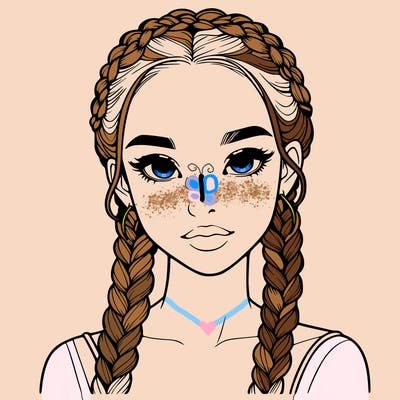 realistic girl with braids