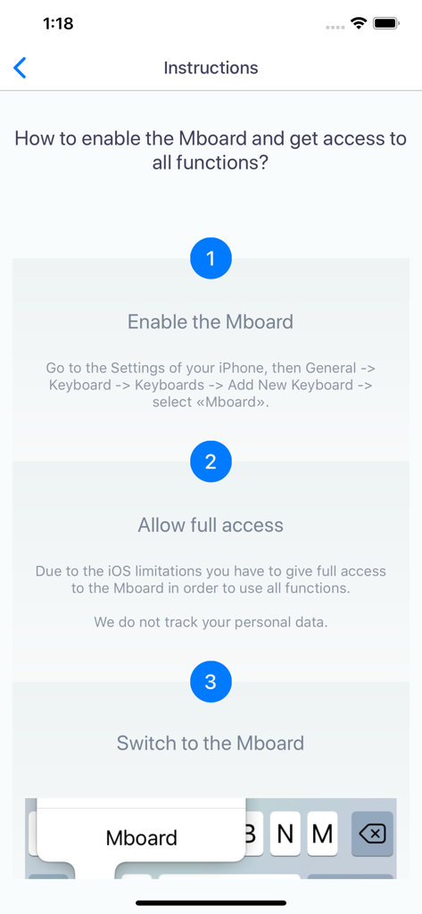 Mboard — Muslim Keyboard - Instructions for enabling the Mboard Muslim keyboard on iOS