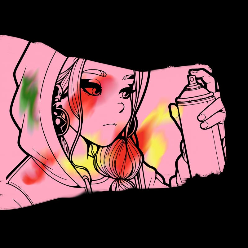 a realistic girl, spray painting