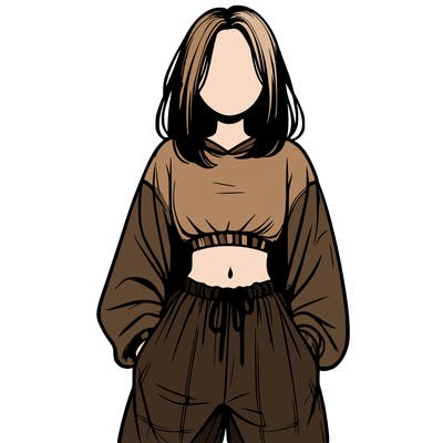 realistic girl faceless with baggy pants and a crop top