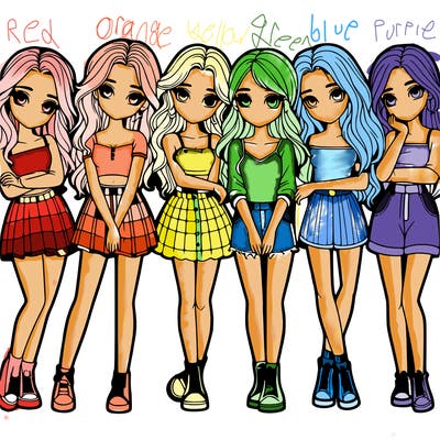 a group of girls realistic