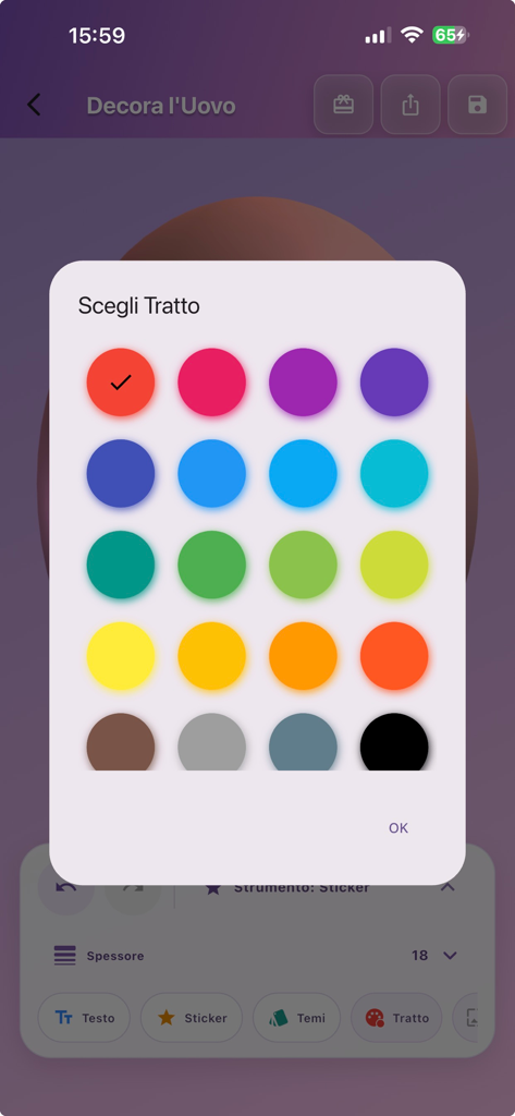 Easter Eggs 3D Painter - Interfaz del selector de color con opciones de colores vibrantes para decorar huevos de Pascua en 3D