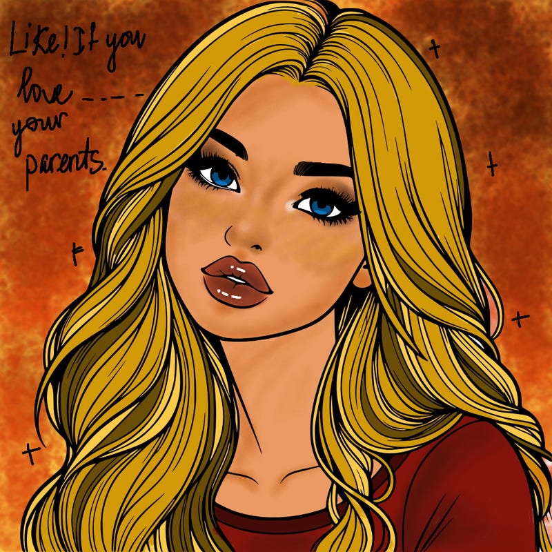 realistic girl with hair on her hair and lips