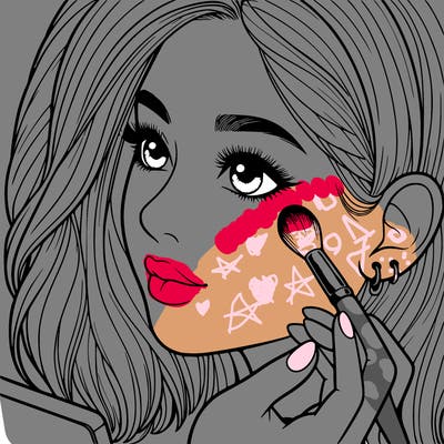 a realistic girl doing her makeup