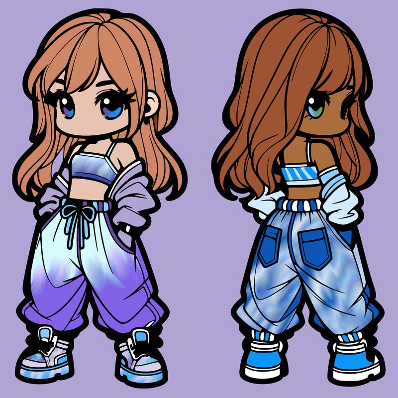 girl in crop top and baggy pants