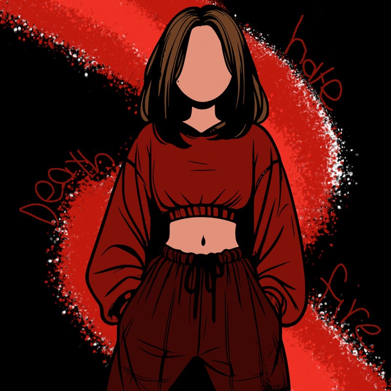 realistic girl faceless with baggy pants and a crop top